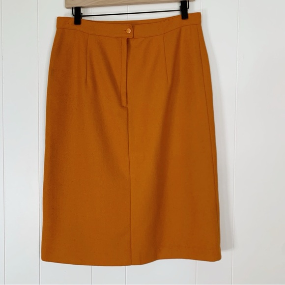 Vintage Jonathan Logan Orange Wool Skirt L - Picture 2 of 7